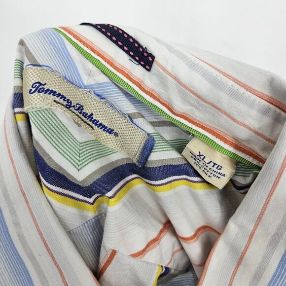 Tommy Bahama Shirt Mens XL Silk Blend Striped Button Up Casual Long Sleeve - Picture 10 of 11
